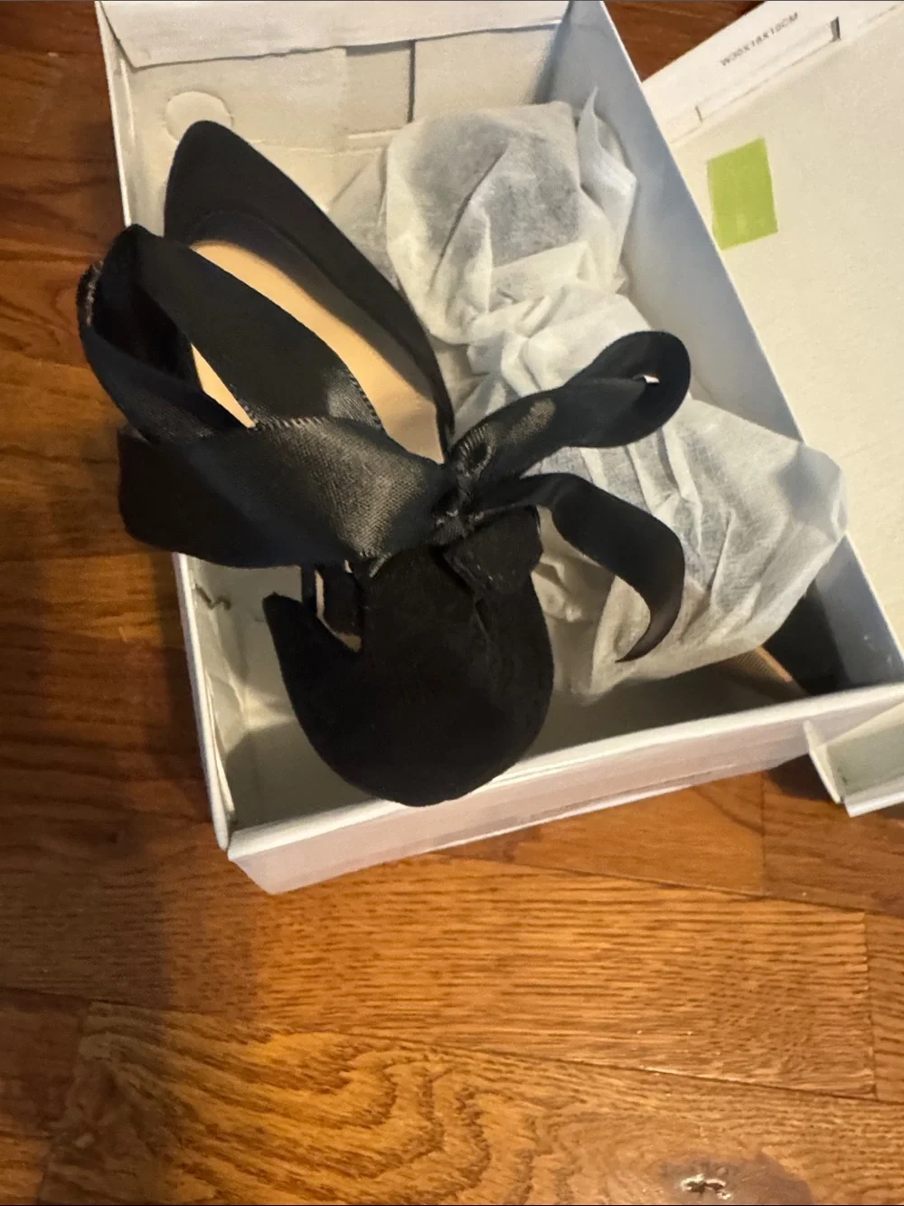 Black Pointed Block Heel Ankle-Tie Pumps